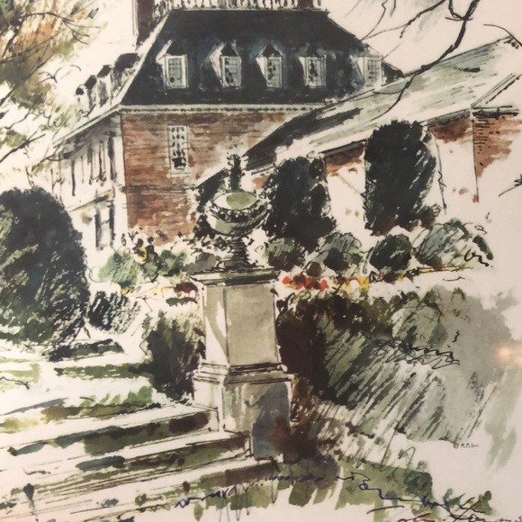 Colonial Williamsburg souvenir of Governor’s Palace/print/ wood framed/glass - Picture 9 of 15